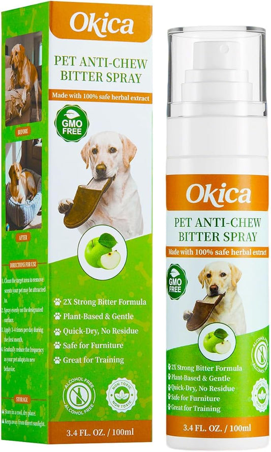 Bitter Apple Spray for Dogs - No Chew Spray for Dogs to Stop Barking Marking and Nibbling - Natural Ingredients Dog Repellent Spray for Furniture and Your Belongings Light Green