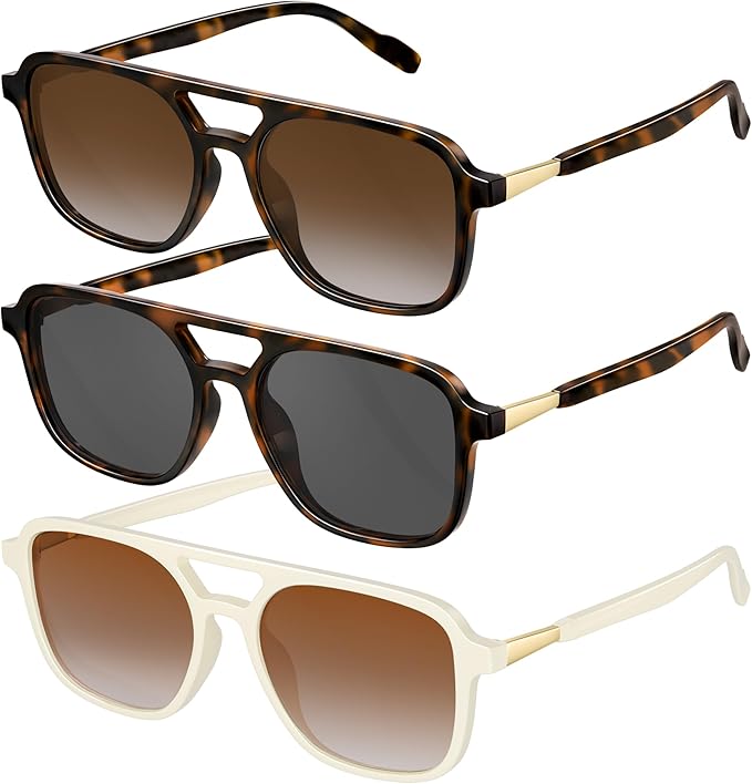 Retro Aviator Sunglasses for Women Men:Polarized Trendy Vintage 70s Rectangle Womens Shades Sun Glasses UV Protection