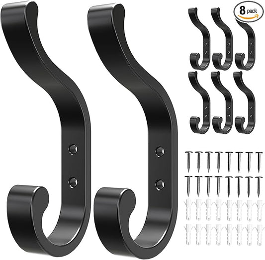 Coat Hanger Wall Mount 8-Pack - Wall Hooks for Hanging Heavy Duty