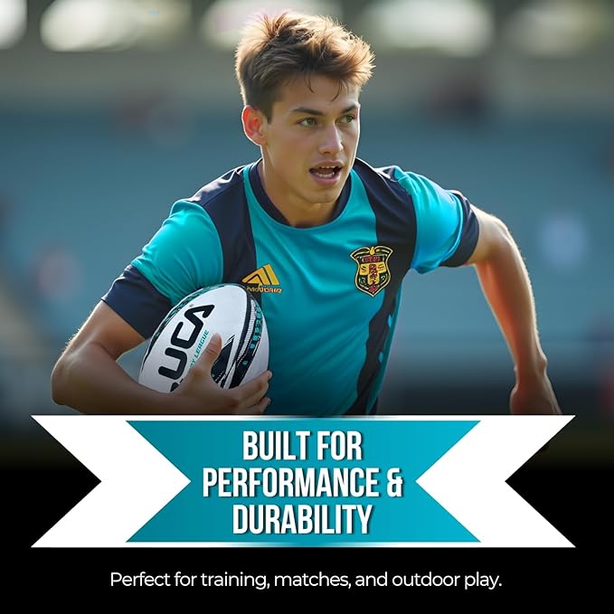 LUCA League Rugby Ball Size 4 & 5 | Hand Stitched, 3-Ply Durable Construction | Super Grip Texture | Training & Match Play Rugby Ball