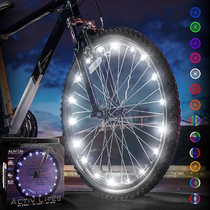Activ Life LED Bike Wheel Lights with Batteries Included! Get 100% Brighter and Visible from All Angles for Ultimate Safety & Style (1 Tire Pack)