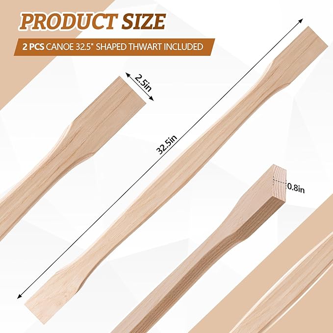 Seenelling 2 Pack 32.5" Canoe Shaped Thwart Seat Structural Thwart Beam Canoe Accessories