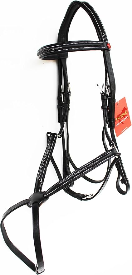 CHALLENGER Horse English Padded Leather Jumping Adjustable Figure 8 Bridle Full 803447