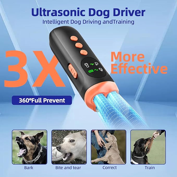 TGHIJKK Ultrasonic Dog Bark Deterrent Device: Rechargeable Anti Barking Device for Dogs with 3 Modes - Up to 35FT Range Safe Humane Training Tool - Small Medium Large Dogs Indoor Outdoor Use