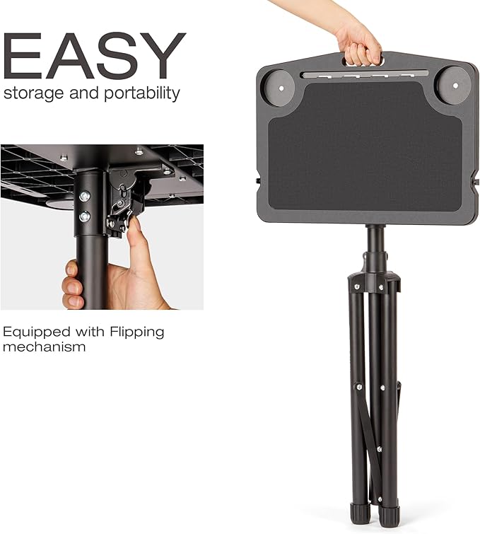 Indoor Cycling Desk - Foldable Tabletop with Non-Slip Surface - Adjustable Height Computer Stand, Bike Trainer & Treadmill Desks