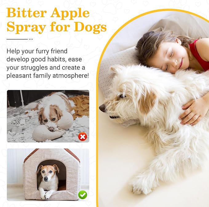 No Chew Spray for Dogs, Bitter Apple Spray for Dogs to Stop Chewing, Effective Indoor/Outdoor Deterrent Training Corrector for Anti-Scratch, Anti Marking, Furniture Protection (1 Pcs)