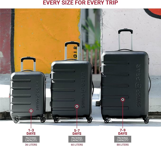 SwissGear 7366 シグネチャー ハードサイド 拡張可能ラゲッジ スピナーホイール、TSAロック、カップホルダー付き、コバルト、2点セット (19/27)