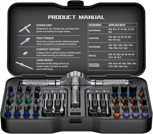 40 in 1 Magnetic Screwdriver Set - Portable Ratcheting Screwdriver Set with Storage Case,S2 Steel Multi Bit Magnetic Drive Set,DIY Detachable Precision Repair Tool Kit for Home & Professional Use