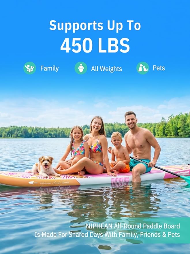 Niphean Inflatable Stand Up Paddle Board with SUP Accessories, Anti-Slip EVA Deck, 10’6’’ Inflatable Paddle Boards for Adults & Youth of All Skill Levels