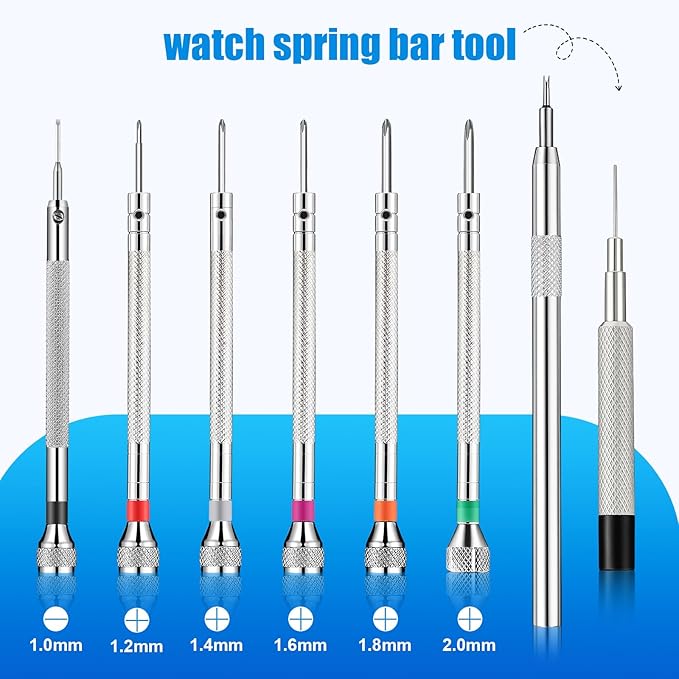 Chumia 8 Pieces Precision Watch Screwdriver Set, 1.0-2.0 mm Micro Jewelers Repair Screwdriver Set for Eyeglasses Jewelry Work, Electronics Repair(Flathead, Phillips, Watch Regulator, Remover Setter)