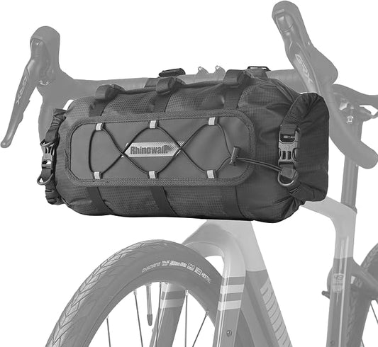 Rhinowalk Bicycle Handlebar Bag, both sides open and folded closed, with waterproof inner pocket, suitable for road bike, mountain bike, etc.