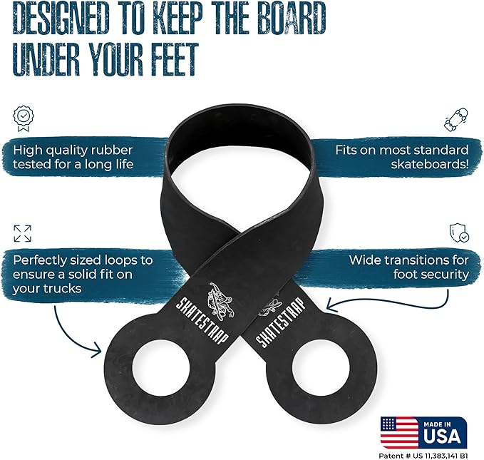Skatestrap - Improves Board Control, mimicks Binding Systems Used in All Board Sports - More Fun on Your Skateboard - Snowboarding at The Skate Park - Great Gift - Improve Skills at Wakeboarding