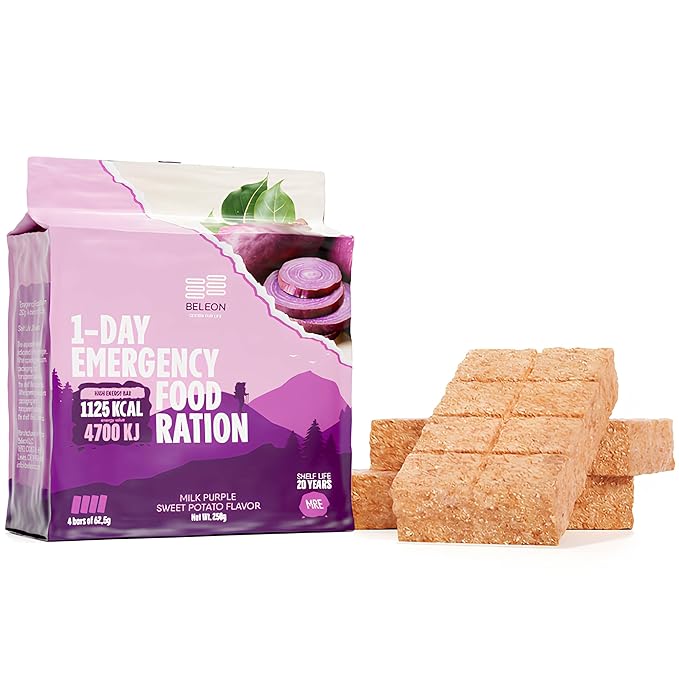 Emergency Food Supply - Milk Purple Sweet Potato Survival Ration - 20 Years Shelf Life - 1 Day