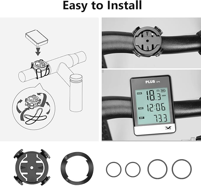 GPS Bike Computer, Wireless Cycling Speedometer Odometer with 3.26" LCD Display, IPX6 Waterproof, Provide Professional Data Analysis for Road Bike Mountain Bike