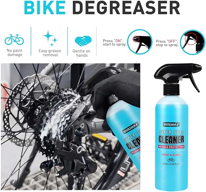 Bike Cleaner Set, 500ML - Fast-Action, Bike chain cleaner 120ml Chain Lube Brushes And Sponge Bicycle Cleaning Kit Safe on All Surfaces and Suitable for All Types of Bike.