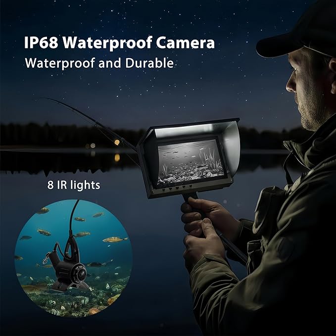 Fish Finder & Underwater Camera: 6'' HD 1080P Waterproof Ice Fishing Camera with Monitor｜Portable Fish Finders for Ice/Lake Fishing｜Depth Finder for Boat/Kayak & Murky Under Water