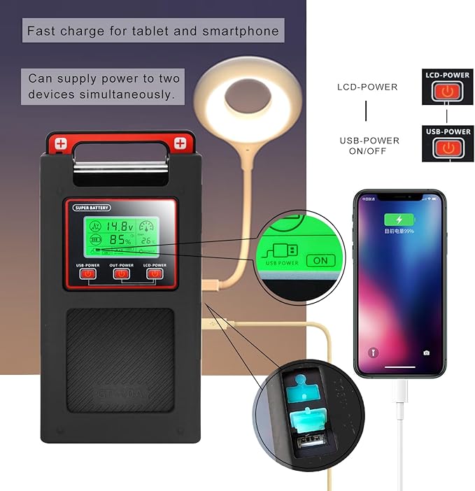14.8V20000mAh Fishing Reel Rechargeable Lithium Battery for Offshore Fishing Boats and Electric Reels. for Daiwa Tanacom Seaborg Leobritz Shimano Electric Reel Battery (Black)
