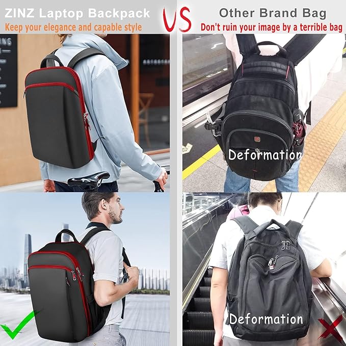 ZINZ Slim and Expandable 15 15.6 16 Inch Laptop Backpack Anti Theft Business Travel Notebook Bag with USB, Multipurpose Large Capacity Daypack for Men & Women,B01RD01