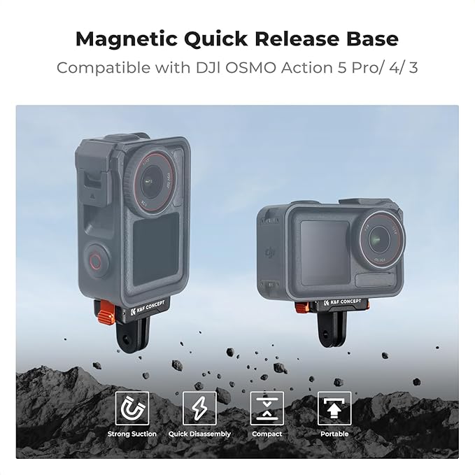 K&F CONCEPT 2 Pack Magnetic Quick Release Adapter Mount for DJI Osmo Action 5 Pro, Extension Base Bracket with 1/4" Adapter/Quick-Release Buckle for DJI Osmo Action 4/Action 3/Osmo 360 Accessories