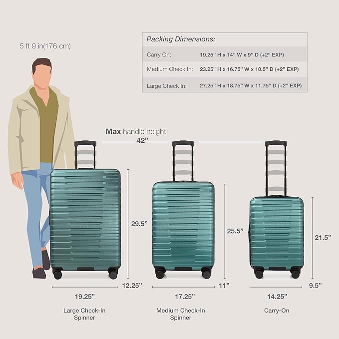 U.S. Traveler Boren 拡張可能 ハードサイド 頑丈なトラベルラゲッジ 8輪スピナー付き、ティール、大型30インチ