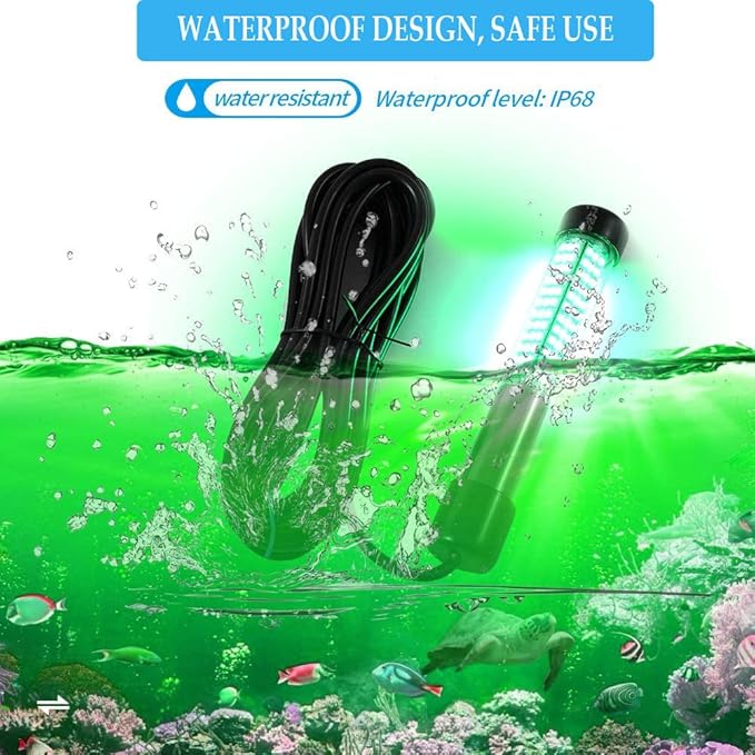 Submersible Fish Finder, Underwater Lure Bait Light, Fish Attracting Lamp, Night Fishing Light, Boat Fishing Light, Pool Light 12V 10.8W 180 LEDs 1080 Luminous IP68 with 5M Cord