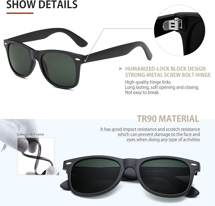 FEIDUSUN Sunglasses Men Polarized Sunglasses for Mens and Womens,Black Retro Sun Glasses Driving Fishing UV Protection
