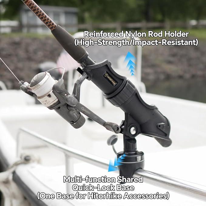 HITORHIKE 釣り竿ホルダー ユニバーサルフィットキット 360度調整可能 カヤック釣り ボートパワーロックロッドホルダー
