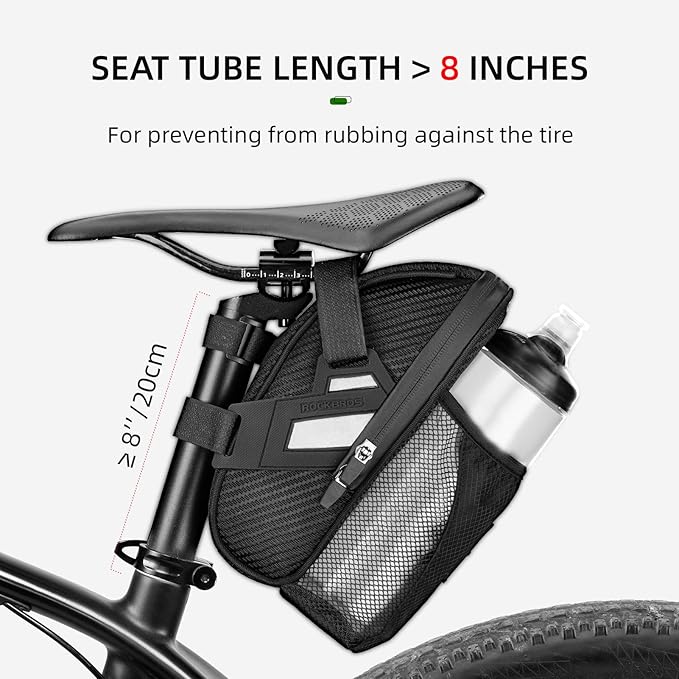 ROCKBROS Bike Saddle Bags with Water Bottle Pouch Waterproof Bike Bags Under Seat Pack for Mountain Road Bike Saddle Bag Bicycles Storage Bag 1.6L