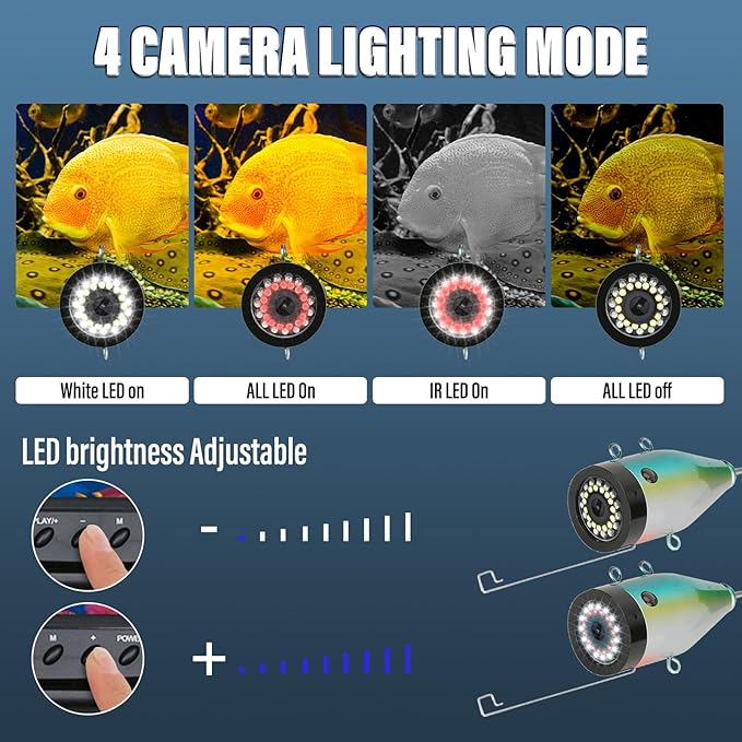 Fishing Camera with Monitor ice Fishing Camera Underwater 1000TVL,98ft/30m Cable for Lake Kayak Boat Saltwater Fishing