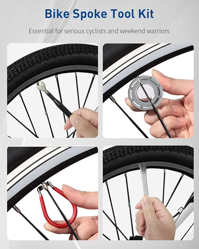 Pawfly Bike Spoke Wrench Tool Kit, Bicycle Rim Truing Repair Tools Set with Tire Levers, Professional Bike Wheel Rim Correct & Spoke Adjustment Repair Kit for Bicycles