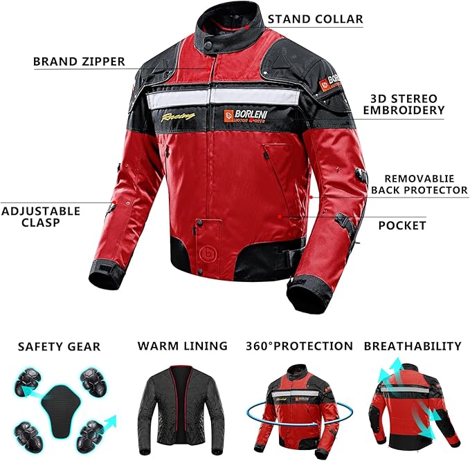 Motorcycle Jacket Motorbike Riding Jacket Windproof Motorcycle Full Body Protective Gear Armor Autumn Winter Moto Clothing XXL