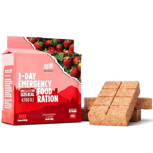 Emergency Food Supply - Strawberry Survival Ration - 20 Years Shelf Life - 1 Day