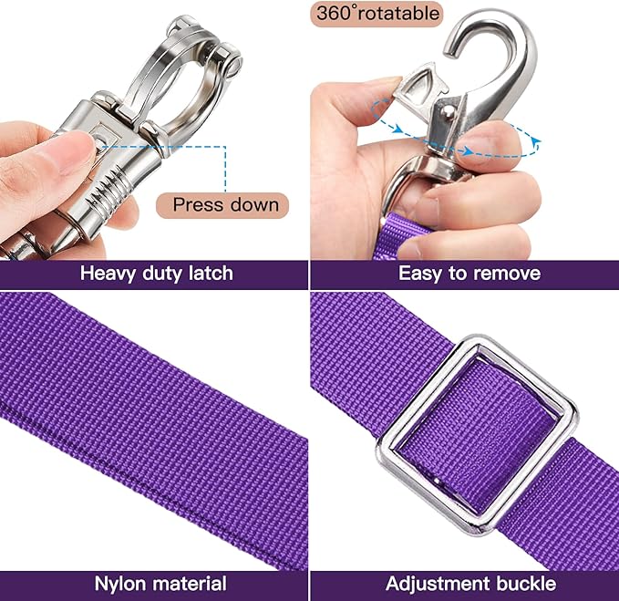 Cross Ties for Horse,Heavy Duty Nylon Trailer Tie with Strong Panic Snap and Bull Snap,Adjustable Length from 45.2" to 78.7",Professional Horse Supplies