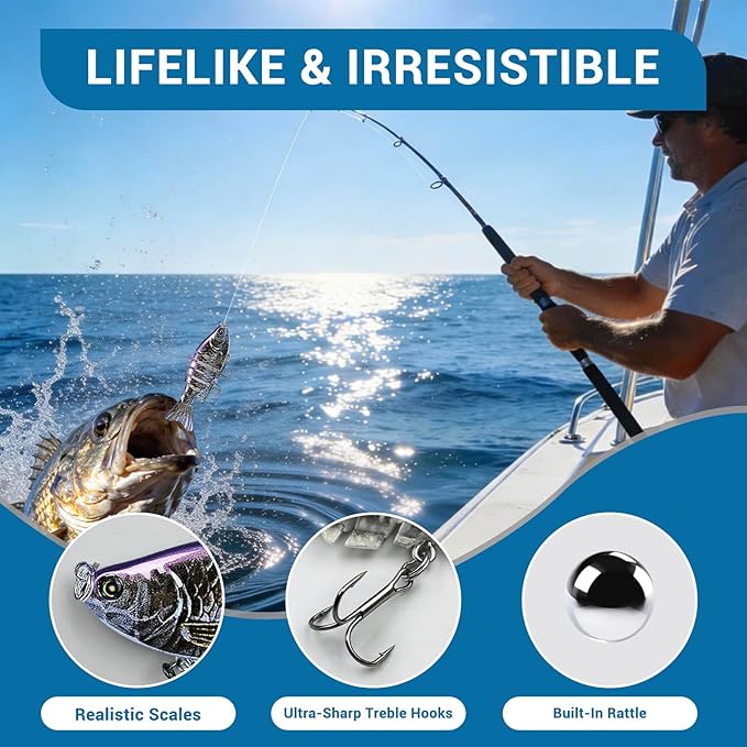 Fishing Lures Multi Jointed Fish Fishing Kits Slow Sinking Lifelike Swimbait Freshwater and Saltwater Crankbaits for Bass Trout Bass Lures