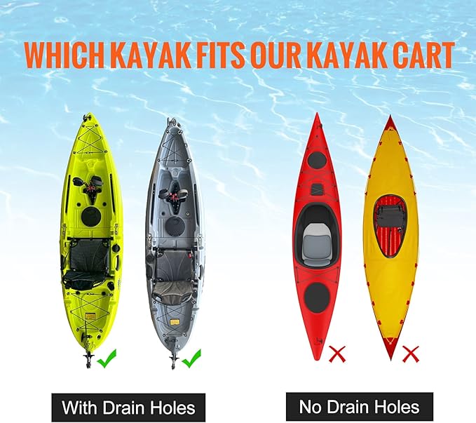 VEVOR Kayak Cart, 230/250lbs Canoe Cart Dolly with 7.5in/10in Solid Rubber Tires & Kickstand, Adjustable Width, Detachable Portable Watercraft Cart for Kayaks, Canoes, Paddle Boards