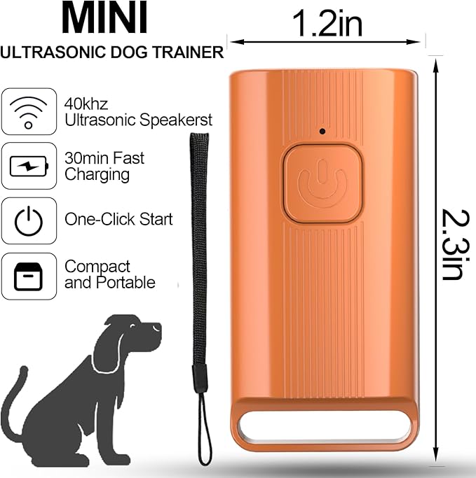 Mini Ultrasonic Dog Bark Deterrent Device - Stop Dog Barking Device for Own or Neighbor's Dog, Rechargeable Anti Barking Dog Trainer Portable Stop Barking Pet Training Tool