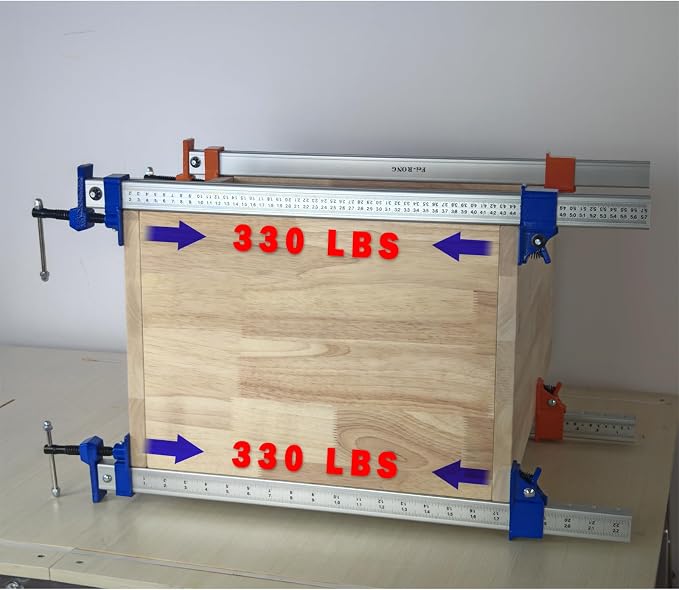 FEIRONG 48 Inch Heavy Duty Bar Clamps (2 Pack) - Dual-Scale Ruler (Inch & CM), 330LB Capacity, 90° Angled Jaws for Cabinet Making, Door Assembly, Professional Woodworking (Blue)