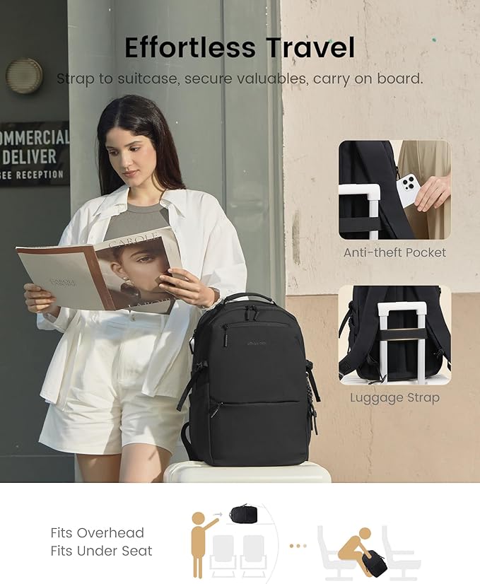 LOVEVOOK Laptop Backpack for Women Men with Giant Tumbler Holder - 17.3Inch Work Computer Travel Backpack with Laptop Compartment, Water Resistant, Cute Commuter College Teacher Nurse Purse Bag,Black