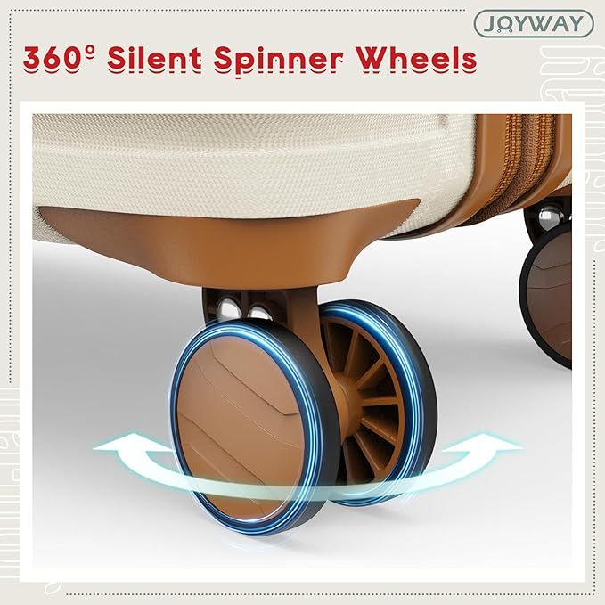 Joyway 28インチ スピナーホイール付きスーツケース、軽量ハードシェル大型スーツケース、TSAロック付き3点セット、ホワイト