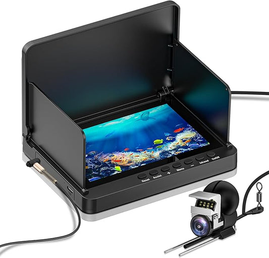 水中釣りカメラ、5インチIPS液晶スクリーン釣りカメラ 赤外線ナイトビジョン、6000mAhアイスフィッシングカメラ、ポータブル魚群探知機 100フィートケーブル付き アイスレイクボートカヤック釣り用