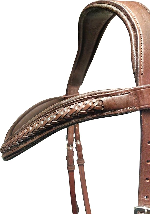 Braided Havana Brown Leather Bridle with Removable Flash – Padded Browband & Noseband – Horse Riding Bridle for Schooling & Show - Size Full