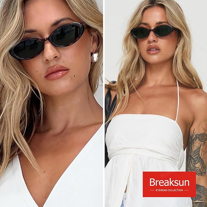 Retro Oval Sunglasses for Women Men Fashion Small Oval Sunglasses 90s Vintage Shades