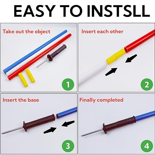 6 Pcs Pole Bending Poles for Horses with Bag, 6FT Horse Training Agility Poles Adjustable Training Equipment for Dog, Red White Blue with Metal Spring Ground Nail ﻿