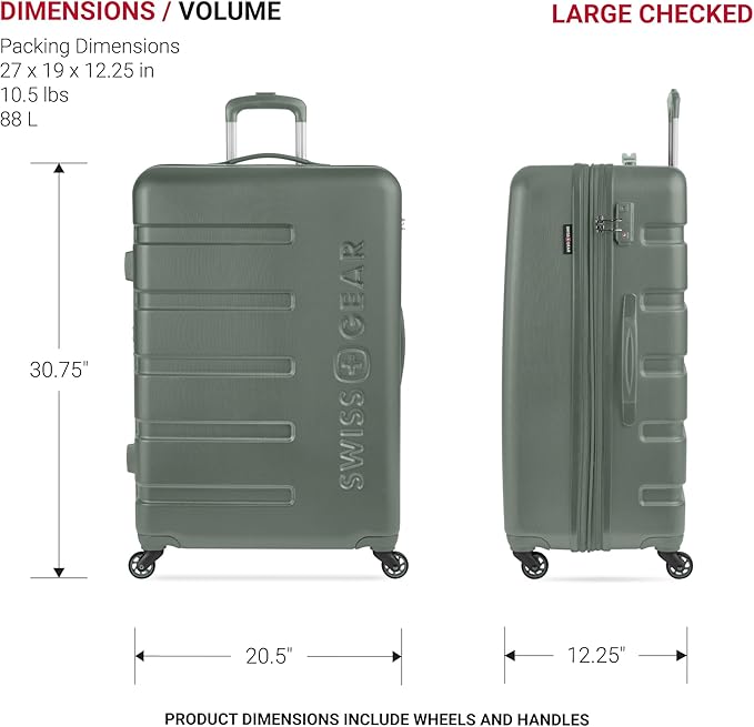 SwissGear 7366 シグネチャー ハードサイド 拡張可能ラゲッジ スピナーホイール、TSAロック、カップホルダー付き、オリーブ、2点セット (19/27)