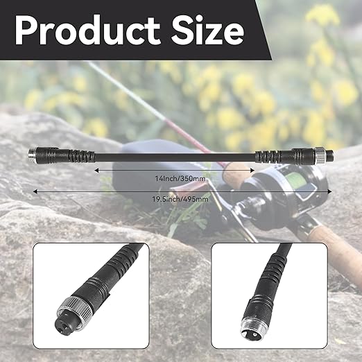 1.5FT Rust-Proof Electric Fishing Reel Battery Power Cable | Compatible with Daiwa Tanacom, Seaborg, Leobritz, BeastMaster & Shimano Reels | Super Air Cord for BM, LB, Prof, PrB, ProS Models