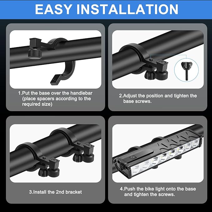 Bike Lights, 17 LED 4800 Lumen Bicycle Light with 4 Modes, 10000mAh USB Rechargeable Bike Light, Bike Headlight with Digital Power Display, Wide Beam Bike Lights for Night Riding