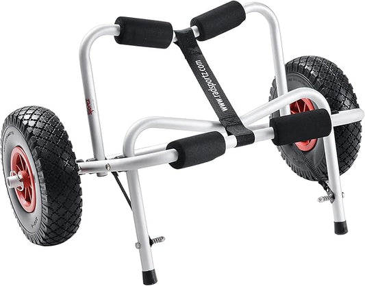 Kayak Cart - Canoe Dolly with Airless Tires, Aluminum Frame, and 140lb Capacity for Transporting Jon Boats, Paddleboards, SUP by Rad Sportz (White)