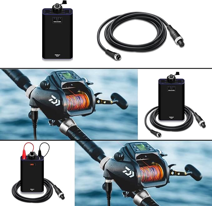 BatPower 7.8-15Ah Prof Electric Fishing Reel Battery for Daiwa Tanacom 1200 1000 800 750 500 Seaborg 500MJ, Shimano BeastMaster ForceMaster Leobritz with Charger