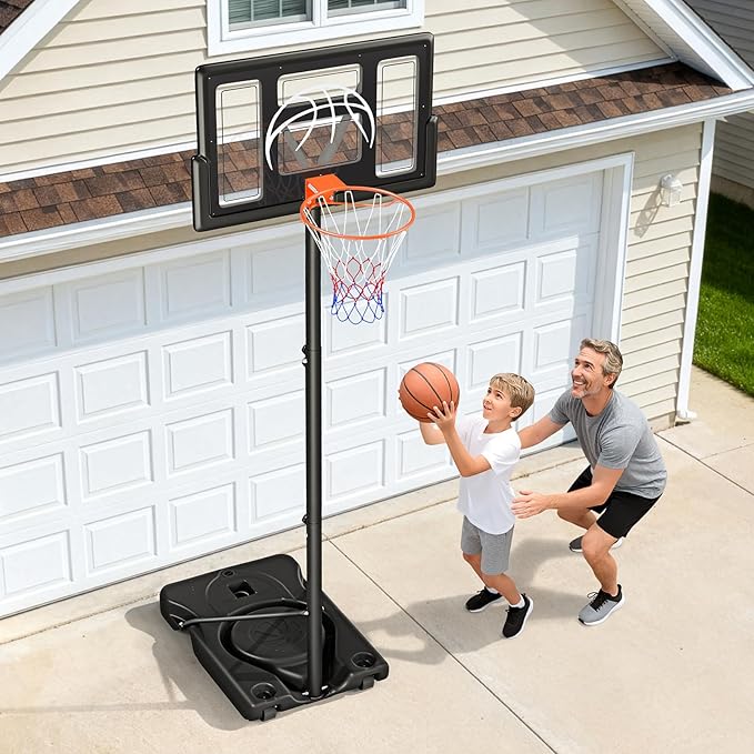 Basketball Hoop Outdoor 10ft Adjustable, Portable Basketball Hoop Goal System for Kids Youth and Adults in Backyard/Driveway/Indoor, 44 Inch Shatterproof Backboard and Larger Base