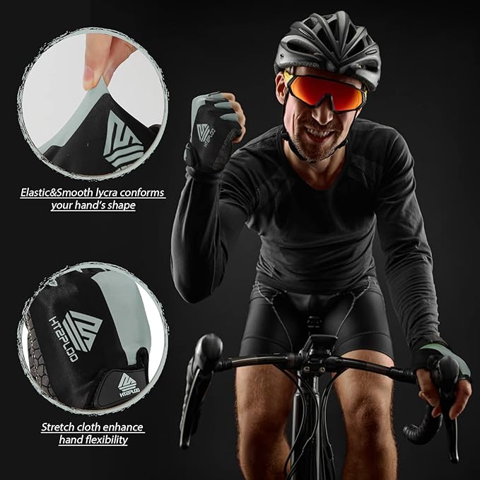 Bike Gloves for Men Women with Anti-Slip Shock-Absorbing Pad, Light Weight Half-Finger Cycling Gloves